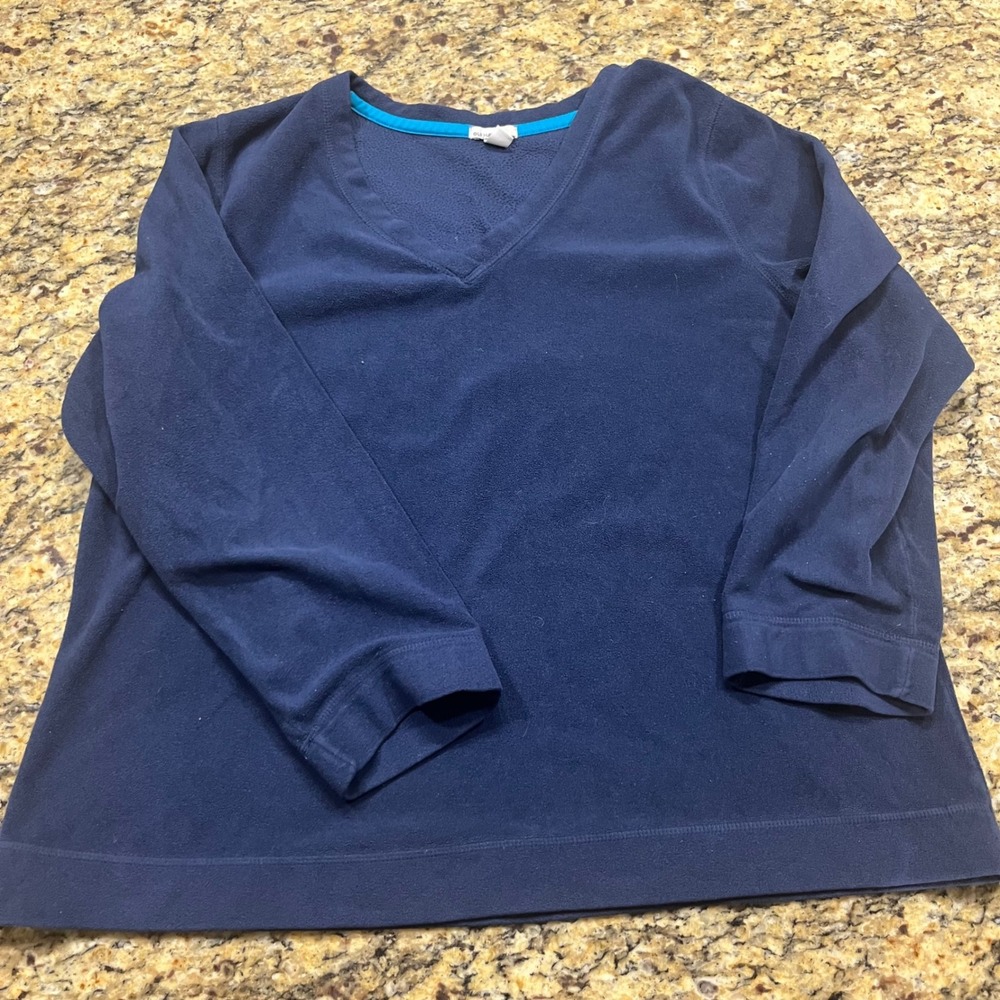 Vintage Old Navy Mens XL Navy Blue V-Neck Fleece Pullover Long Sleeve Sweatshirt